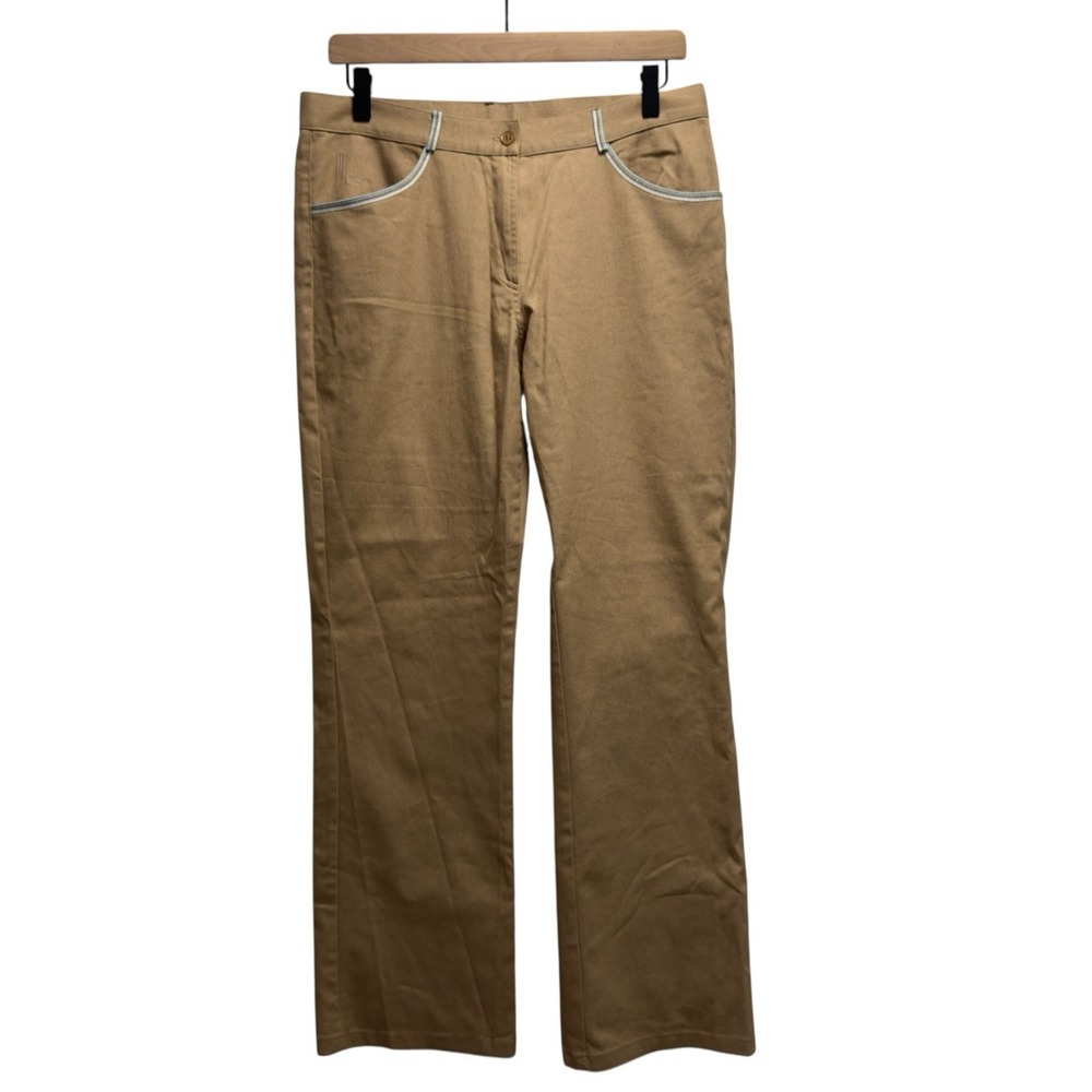 Missoni Womens Size 46 Khaki Tan Bootcut Flat Front Cotton Nylon Pants Italy euc